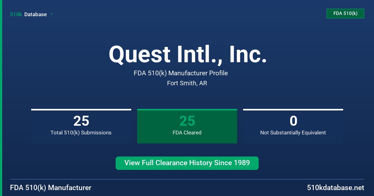 Quest Intl., Inc. FDA 510(k) Manufacturer Profile