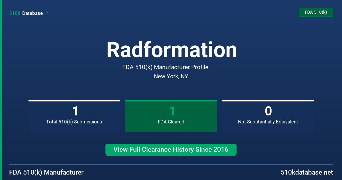 Radformation FDA 510(k) Manufacturer Profile