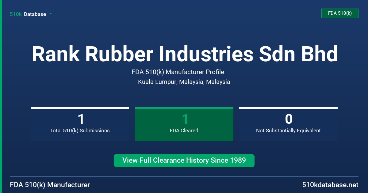 Rank Rubber Industries Sdn Bhd FDA 510(k) Manufacturer Profile