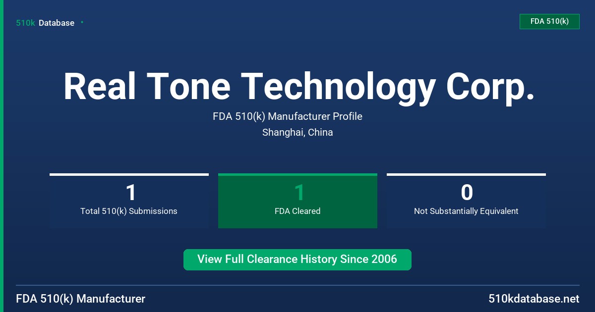 Real Tone Technology Corp. FDA 510(k) Manufacturer Profile