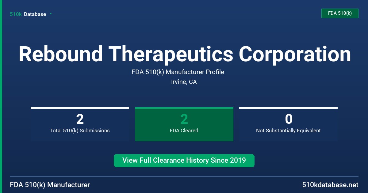 Rebound Therapeutics Corporation FDA 510(k) Manufacturer Profile