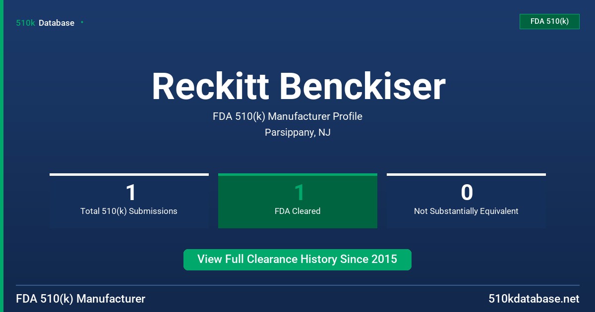 Reckitt Benckiser FDA 510(k) Manufacturer Profile