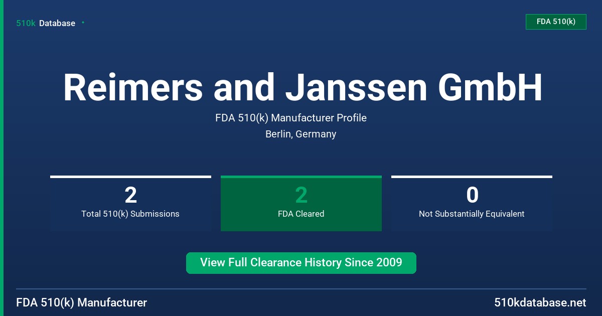Reimers and Janssen GmbH FDA 510(k) Manufacturer Profile