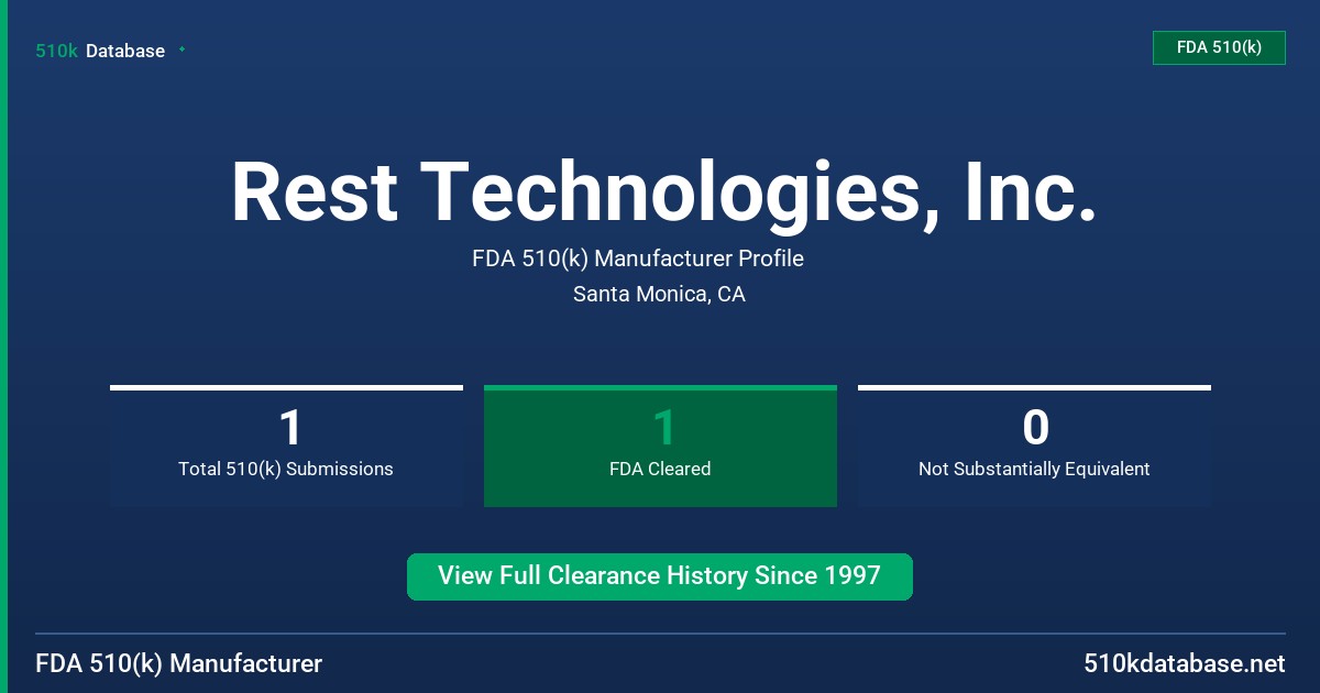 Rest Technologies, Inc. FDA 510(k) Manufacturer Profile