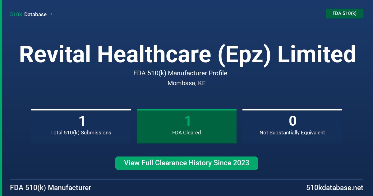 Revital Healthcare (Epz) Limited FDA 510(k) Manufacturer Profile