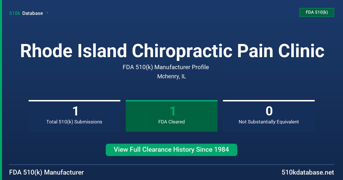 Rhode Island Chiropractic Pain Clinic FDA 510(k) Manufacturer Profile