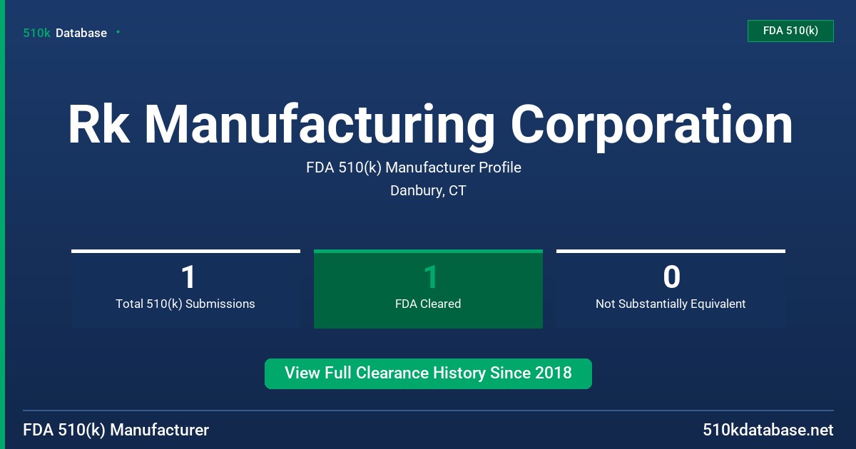 Rk Manufacturing Corporation FDA 510(k) Manufacturer Profile