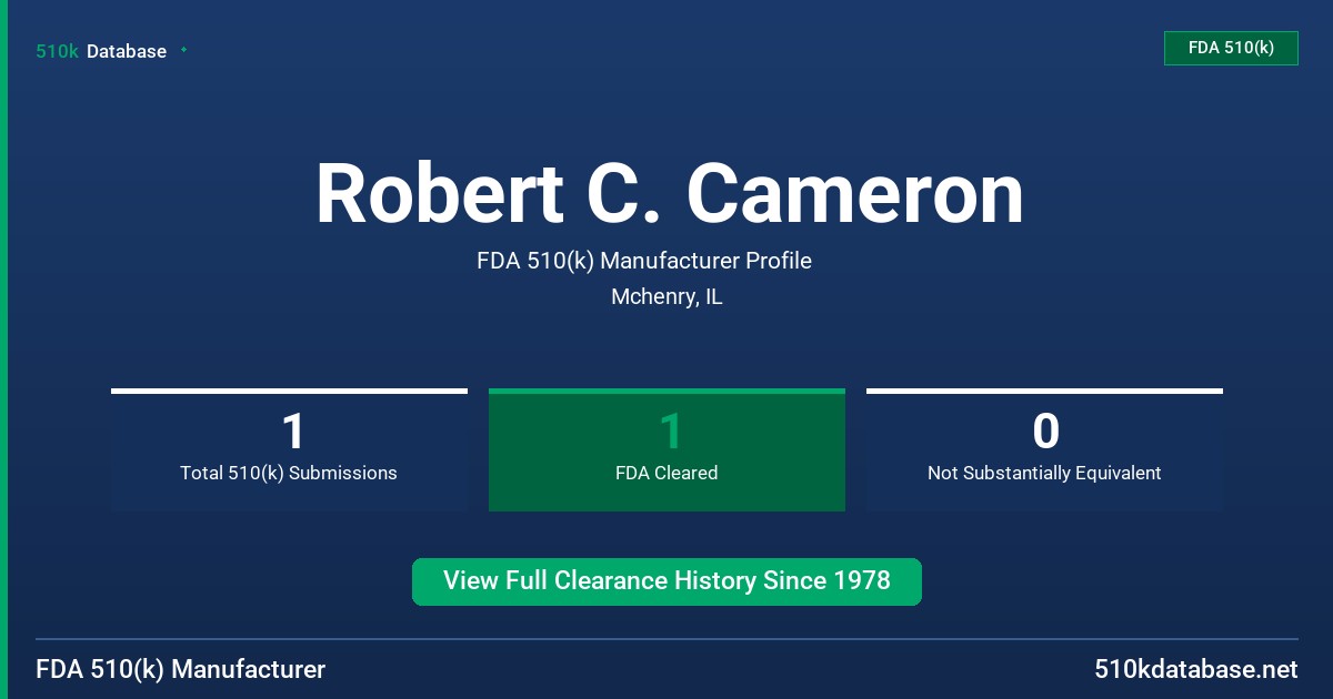 Robert C. Cameron FDA 510(k) Manufacturer Profile