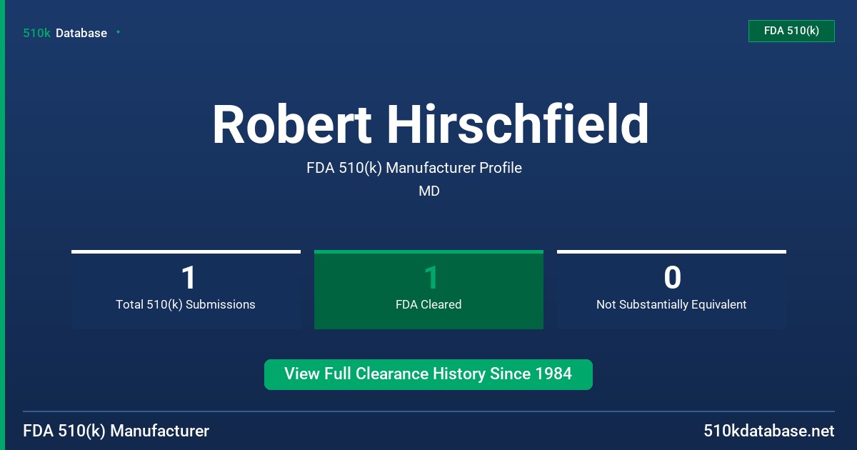 Robert Hirschfield FDA 510(k) Manufacturer Profile