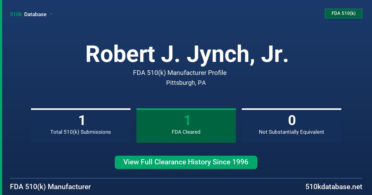 Robert J. Jynch, Jr. FDA 510(k) Manufacturer Profile