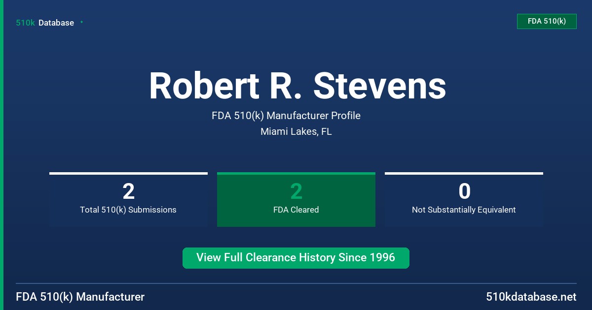 Robert R. Stevens FDA 510(k) Manufacturer Profile