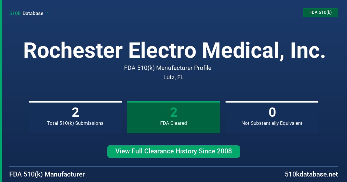 Rochester Electro Medical, Inc. FDA 510(k) Manufacturer Profile
