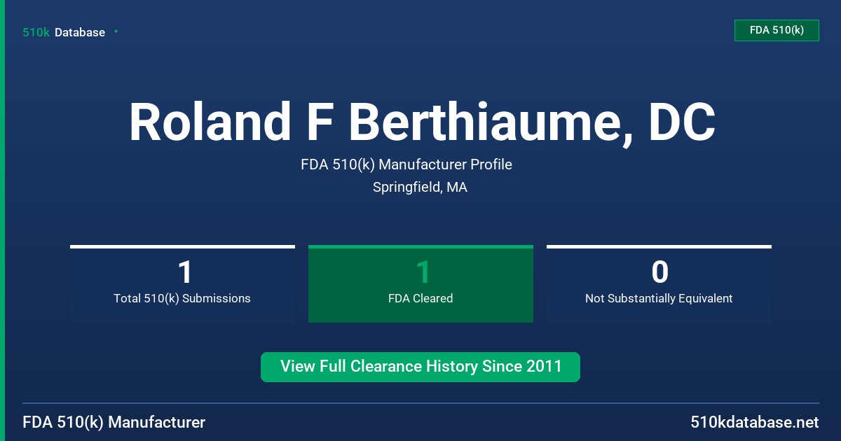 Roland F Berthiaume, DC FDA 510(k) Manufacturer Profile