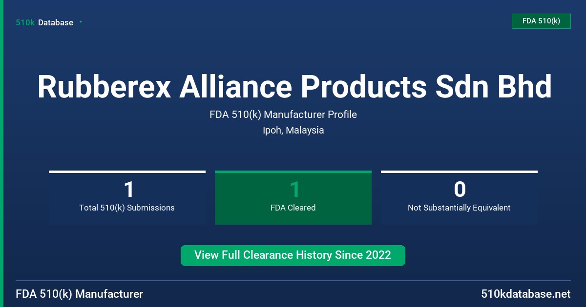 Rubberex Alliance Products Sdn Bhd FDA 510(k) Manufacturer Profile