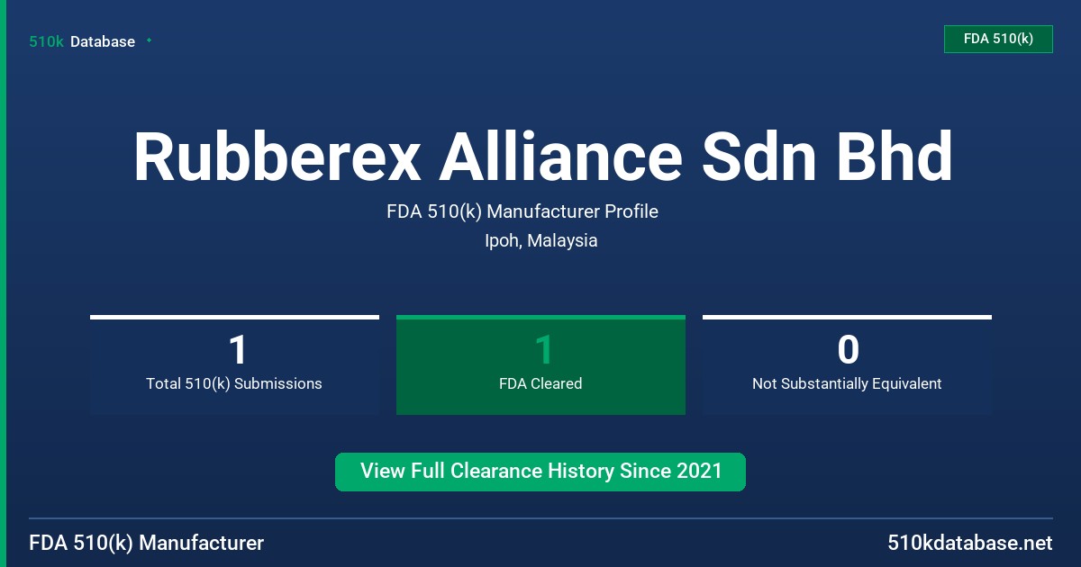 Rubberex Alliance Sdn Bhd FDA 510(k) Manufacturer Profile