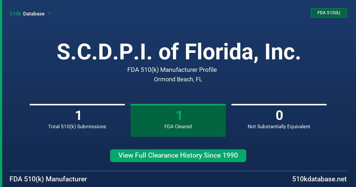 S.C.D.P.I. of Florida, Inc. FDA 510(k) Manufacturer Profile