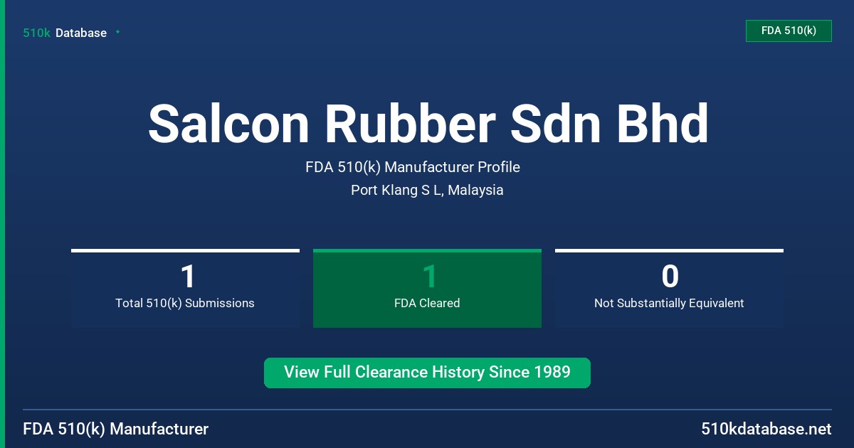 Salcon Rubber Sdn Bhd FDA 510(k) Manufacturer Profile