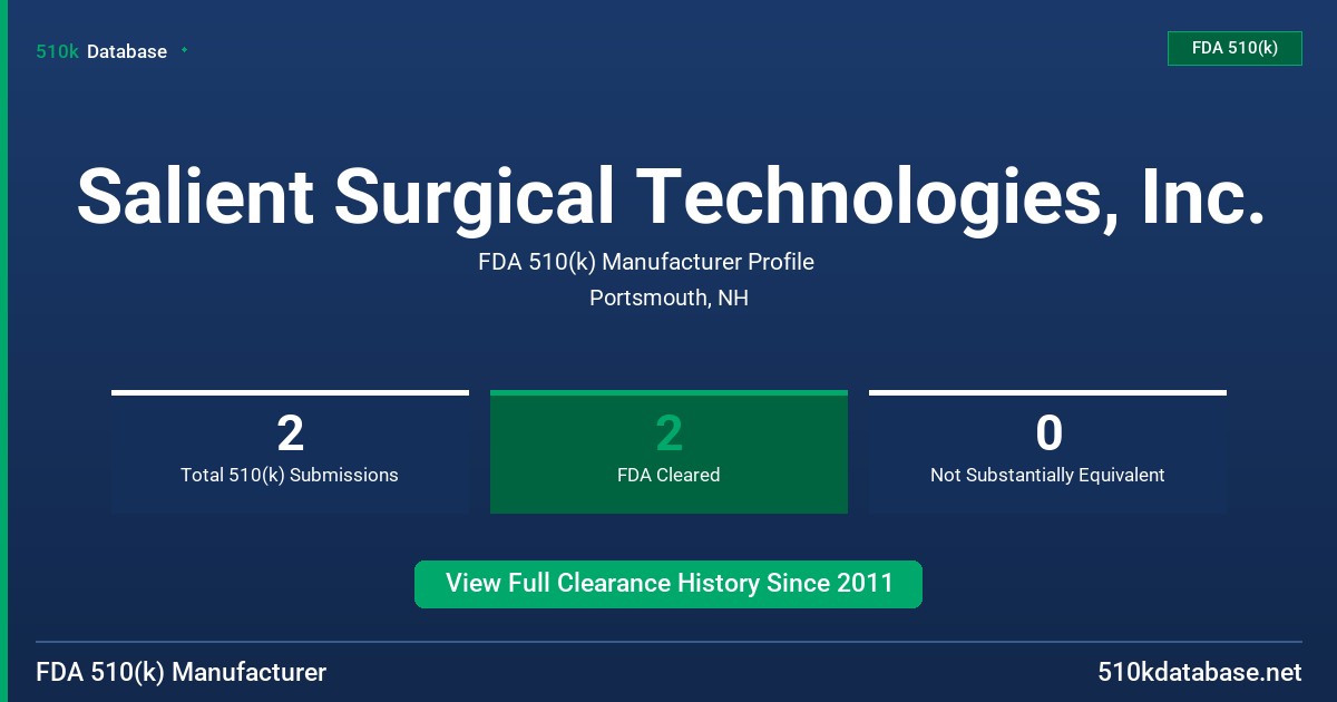 Salient Surgical Technologies, Inc. FDA 510(k) Manufacturer Profile