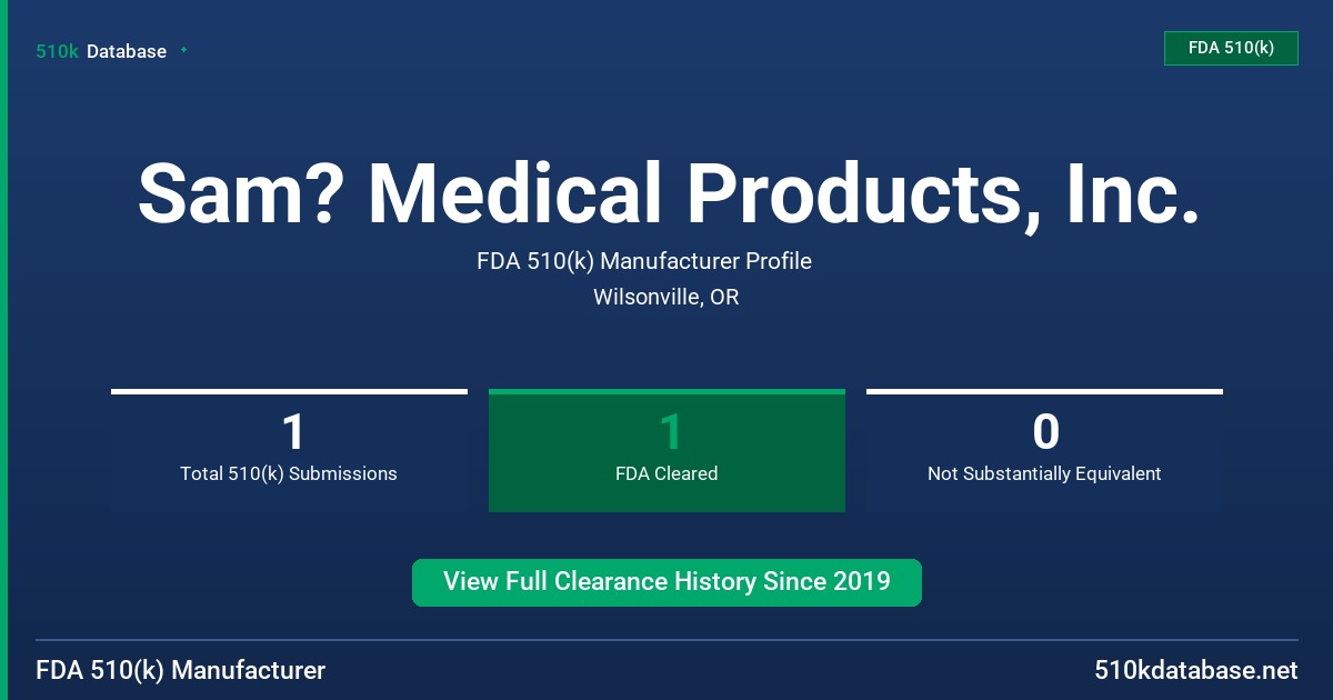 Sam? Medical Products, Inc. FDA 510(k) Manufacturer Profile