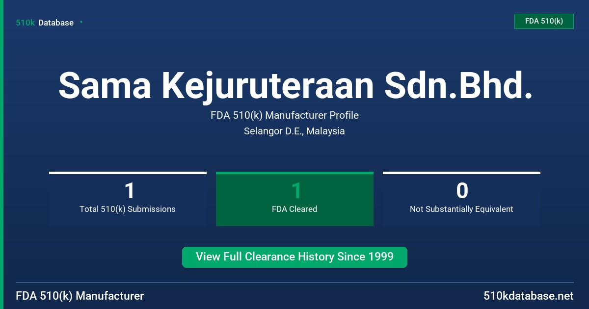 Sama Kejuruteraan Sdn.Bhd. FDA 510(k) Manufacturer Profile