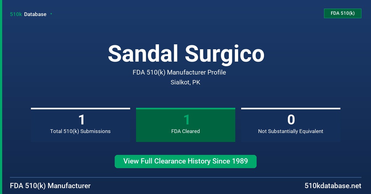Sandal Surgico FDA 510(k) Manufacturer Profile