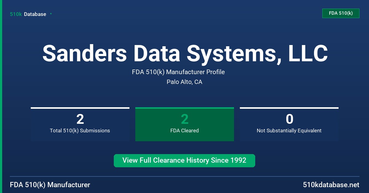 Sanders Data Systems, LLC FDA 510(k) Manufacturer Profile