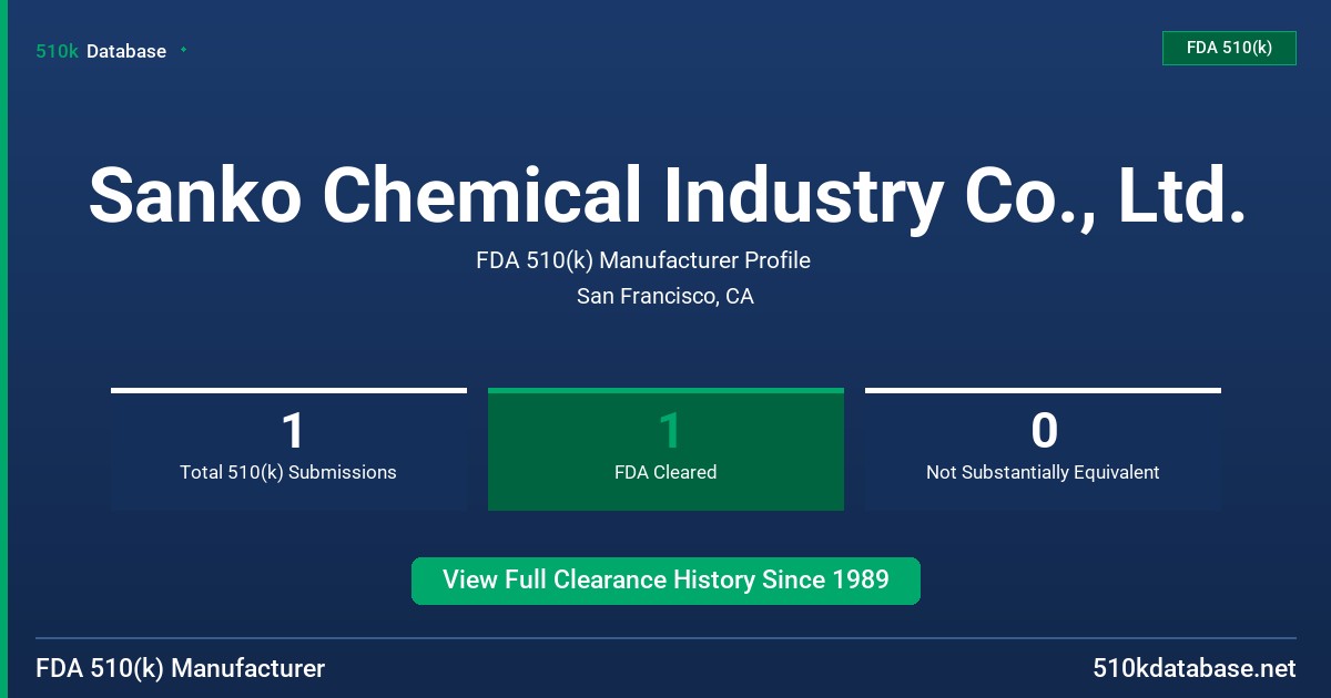 Sanko Chemical Industry Co., Ltd. FDA 510(k) Manufacturer Profile