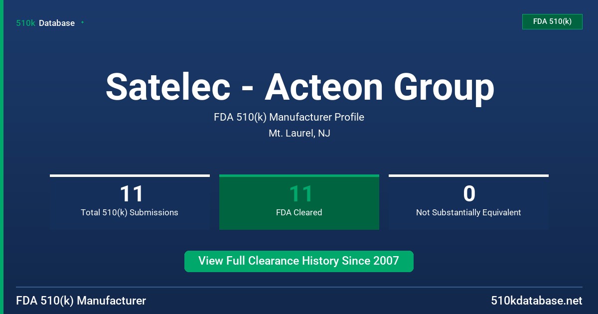 Satelec - Acteon Group FDA 510(k) Manufacturer Profile