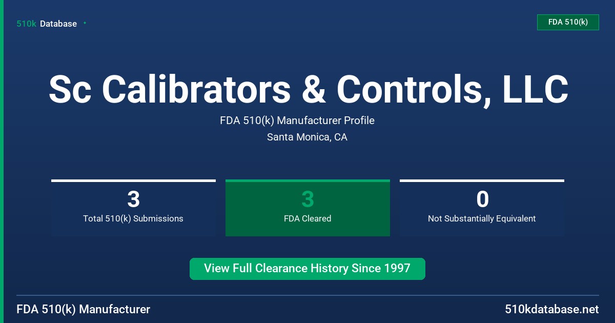 Sc Calibrators & Controls, LLC FDA 510(k) Manufacturer Profile