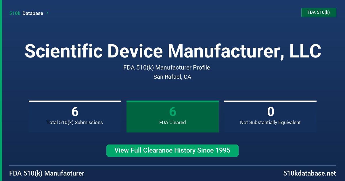 Scientific Device Manufacturer, LLC FDA 510(k) Manufacturer Profile
