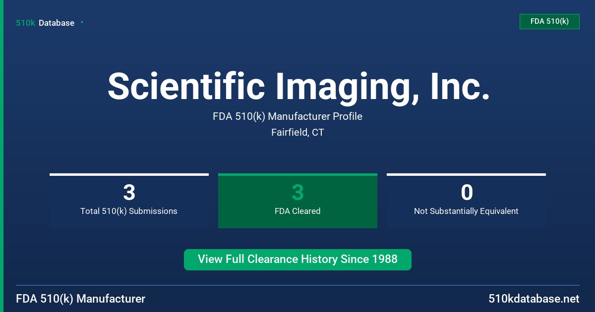 Scientific Imaging, Inc. FDA 510(k) Manufacturer Profile