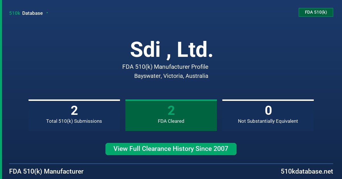 Sdi , Ltd. FDA 510(k) Manufacturer Profile