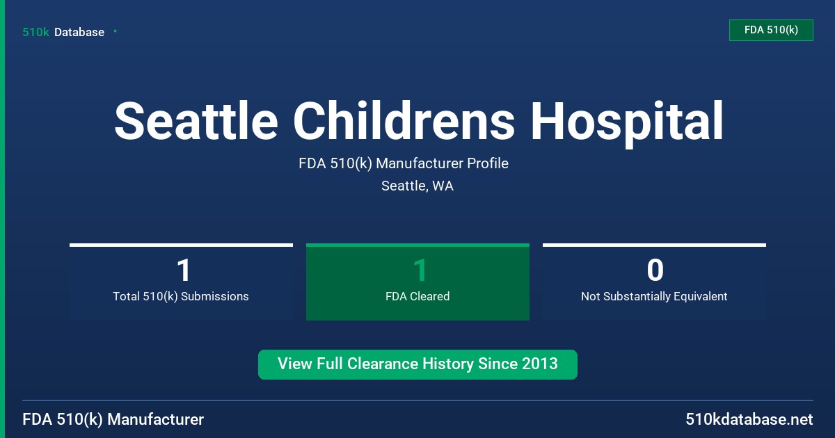 Seattle Childrens Hospital FDA 510(k) Manufacturer Profile