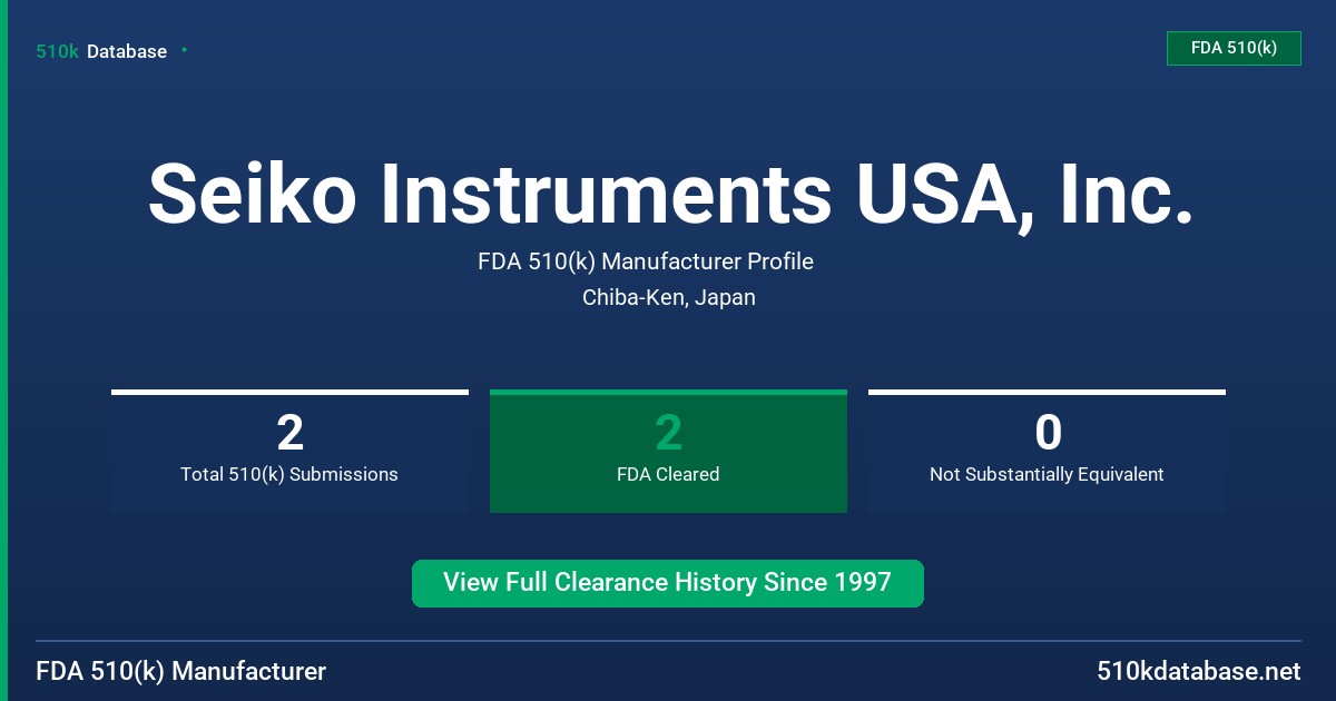 Seiko Instruments USA, Inc. FDA 510(k) Manufacturer Profile