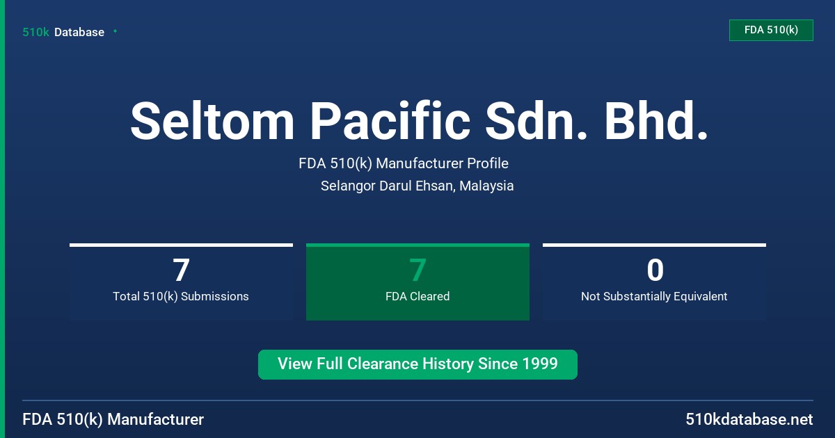 Seltom Pacific Sdn. Bhd. FDA 510(k) Manufacturer Profile