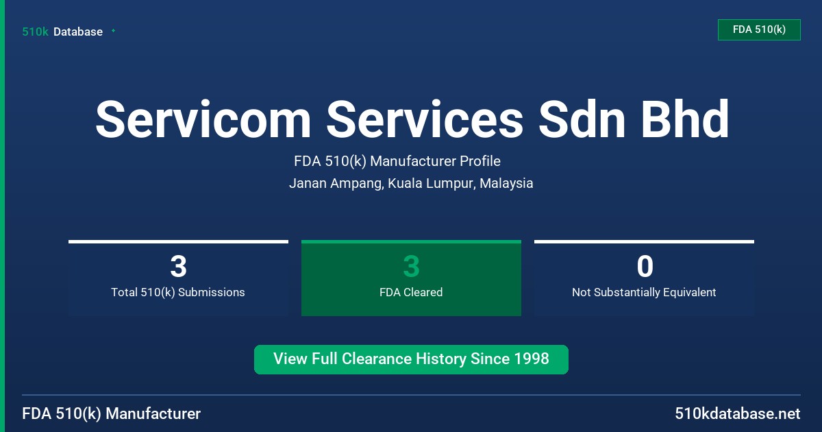 Servicom Services Sdn Bhd FDA 510(k) Manufacturer Profile