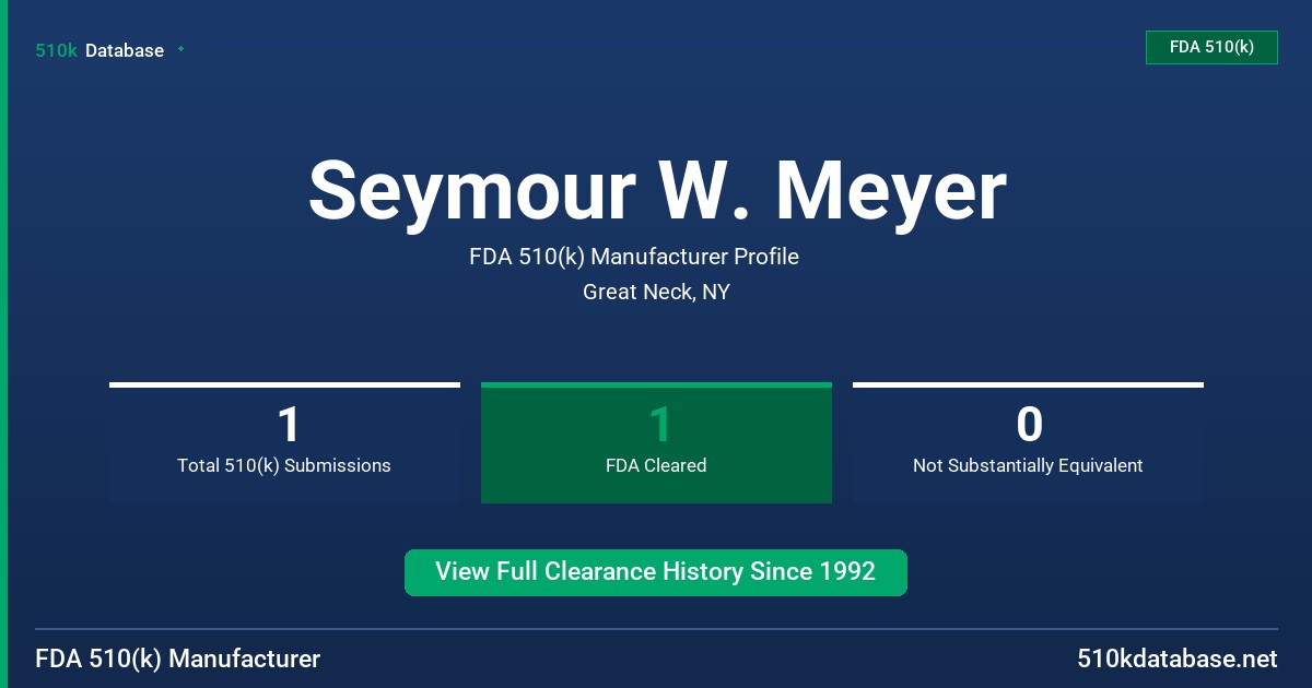 Seymour W. Meyer FDA 510(k) Manufacturer Profile