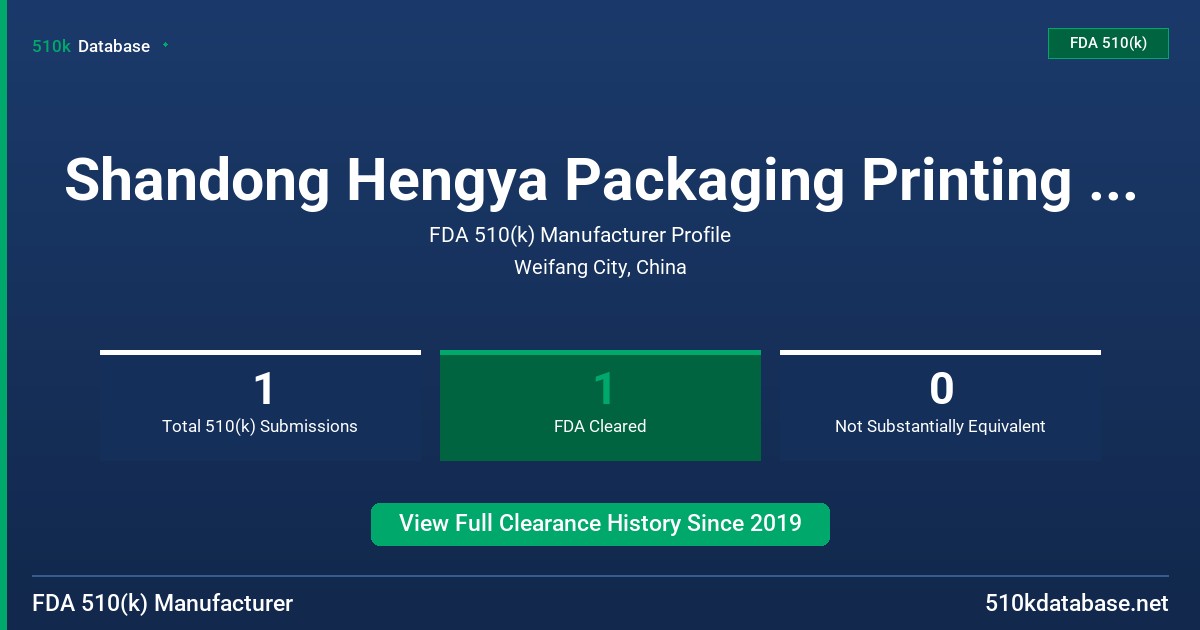 Shandong Hengya Packaging Printing Co.,Ltd FDA 510(k) Manufacturer Profile