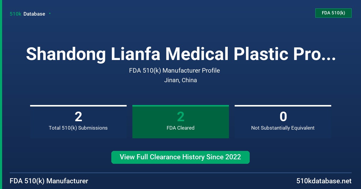 Shandong Lianfa Medical Plastic Products Co. , Ltd. FDA 510(k) Manufacturer Profile