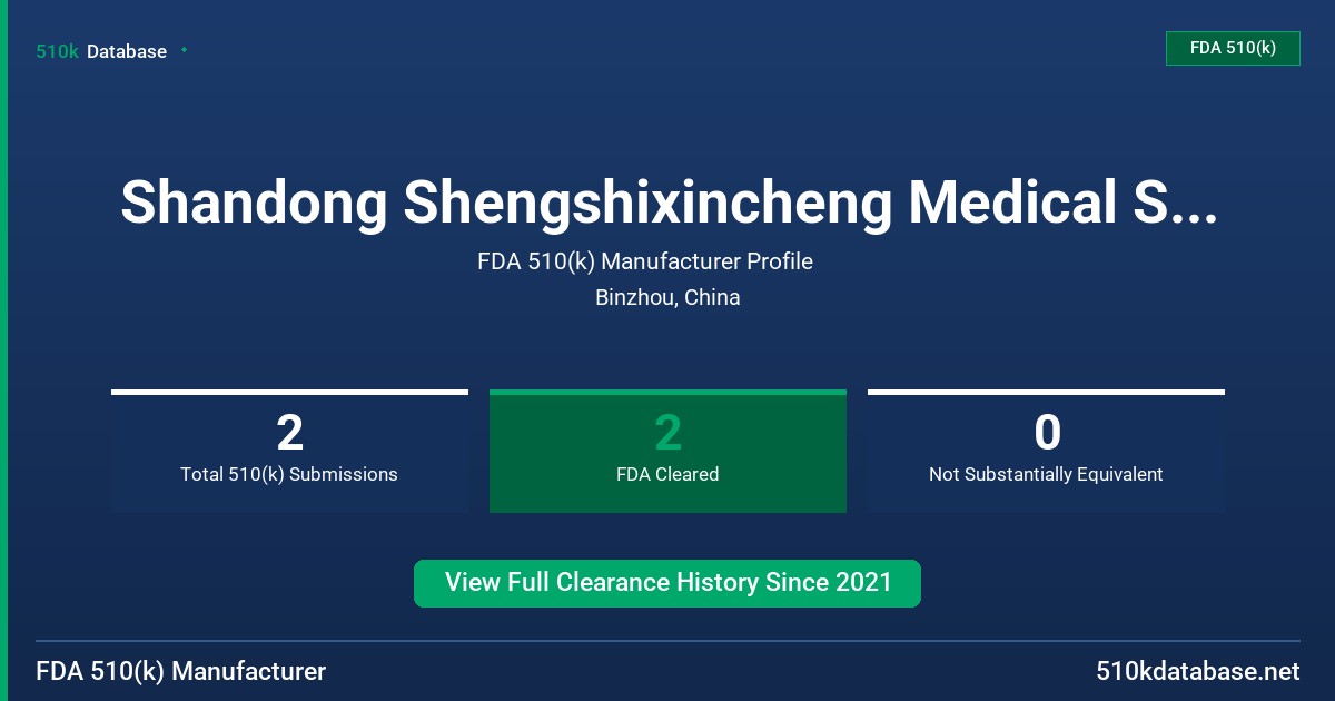 Shandong Shengshixincheng Medical Science & Technology Co., FDA 510(k) Manufacturer Profile
