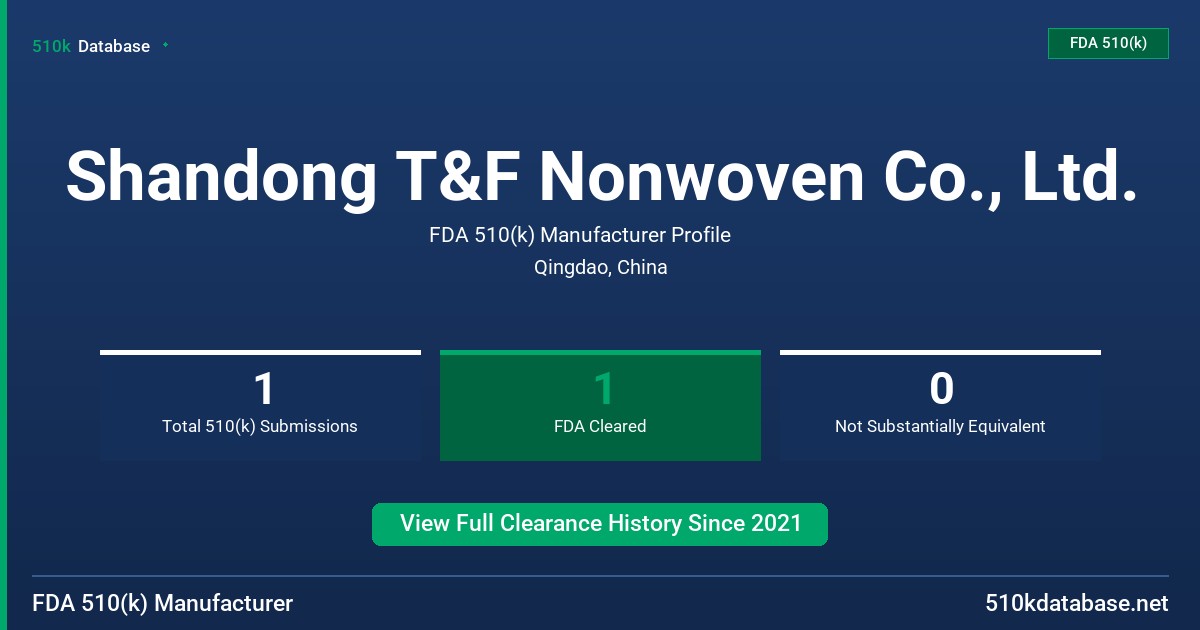 Shandong T&F Nonwoven Co., Ltd. FDA 510(k) Manufacturer Profile