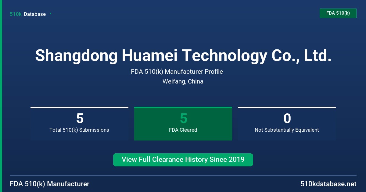 Shangdong Huamei Technology Co., Ltd. FDA 510(k) Manufacturer Profile
