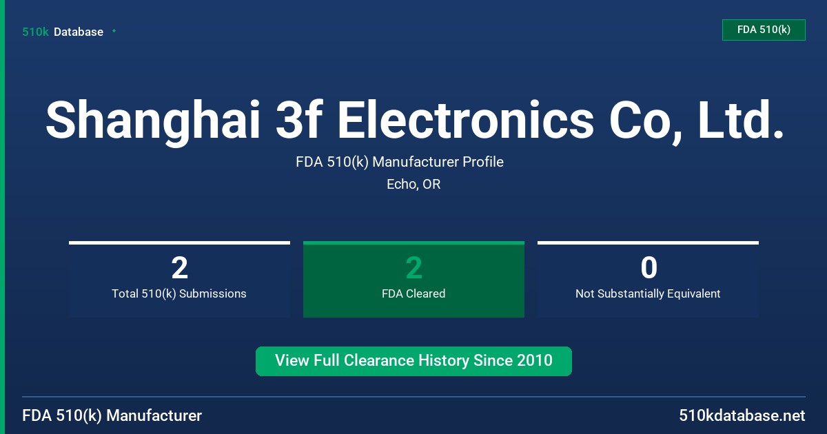 Shanghai 3f Electronics Co, Ltd. FDA 510(k) Manufacturer Profile
