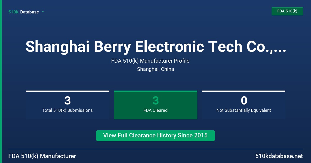 Shanghai Berry Electronic Tech Co., Ltd. FDA 510(k) Manufacturer Profile