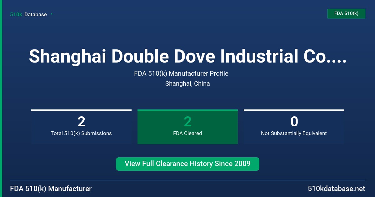 Shanghai Double Dove Industrial Co., Ltd. FDA 510(k) Manufacturer Profile