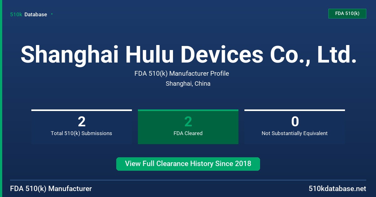 Shanghai Hulu Devices Co., Ltd. FDA 510(k) Manufacturer Profile