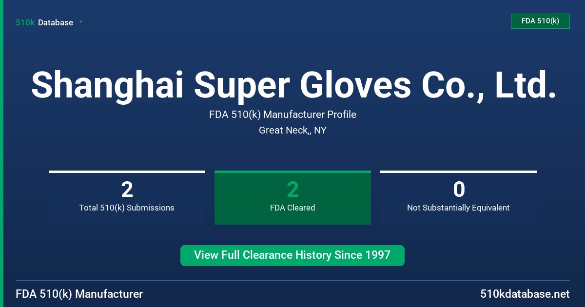 Shanghai Super Gloves Co., Ltd. FDA 510(k) Manufacturer Profile