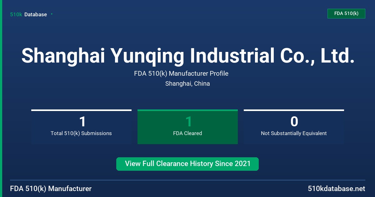 Shanghai Yunqing Industrial Co., Ltd. FDA 510(k) Manufacturer Profile