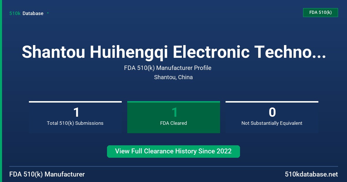Shantou Huihengqi Electronic Technology Co., Ltd. FDA 510(k) Manufacturer Profile