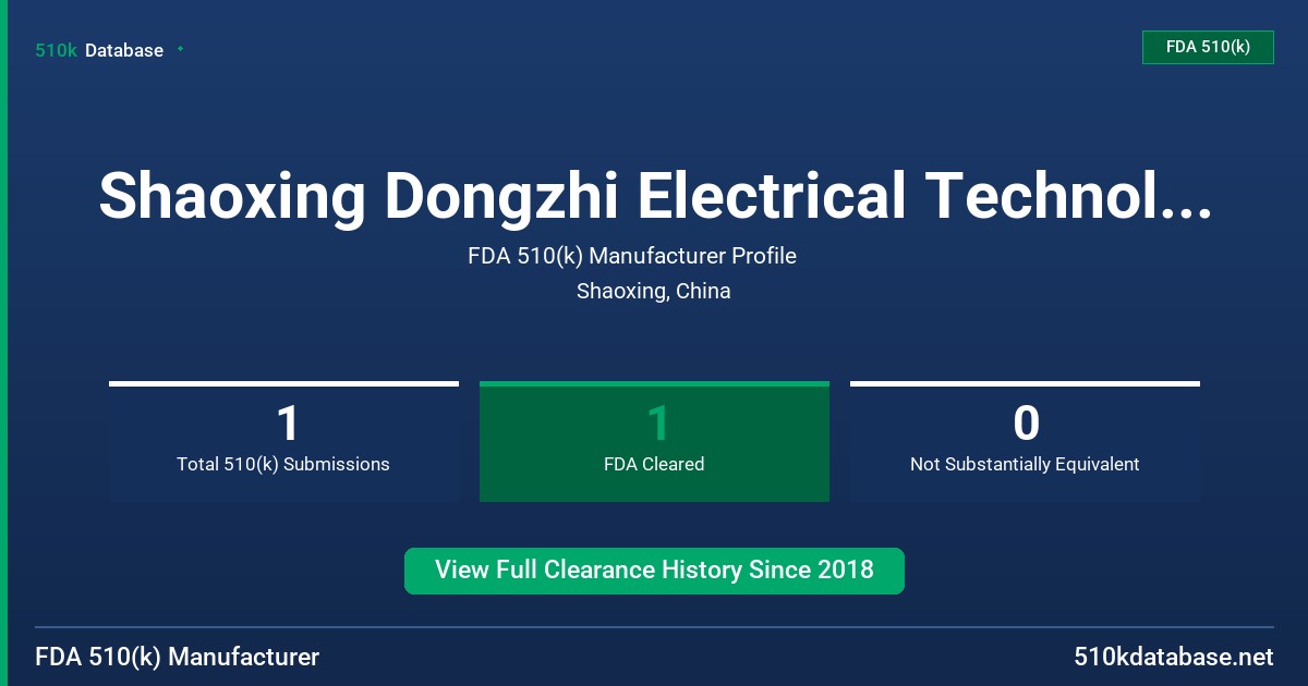 Shaoxing Dongzhi Electrical Technology Co., Ltd. FDA 510(k) Manufacturer Profile